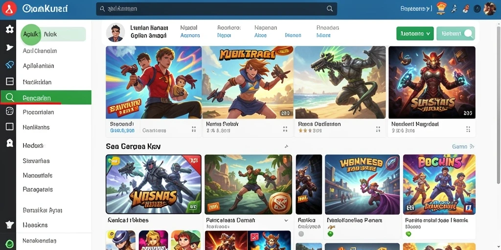 Tampilan layar utama dengan berbagai pilihan mesin slot.