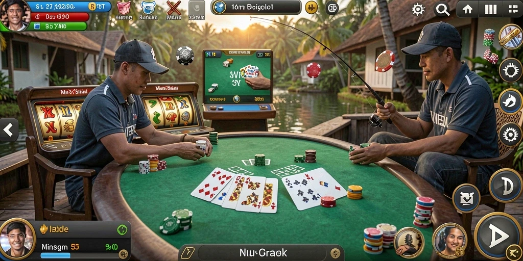 Screenshot menunjukkan karakter utama yang siap beraksi.
